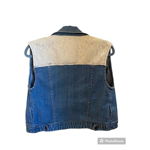 Forever21 Juniors Denim Sleeveless Vest With Lace Back. Sz.S - Picture 2 of 3